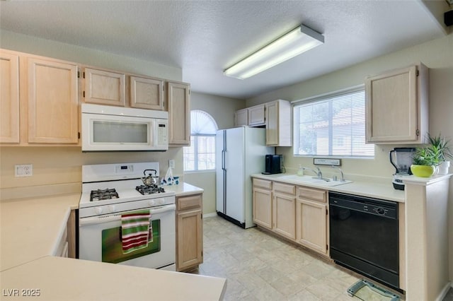 2925 Wigwam Pkwy Unit 1124, Henderson, NV 89074 - kitchen with white appliances, light brown cabinetry, and light countertops