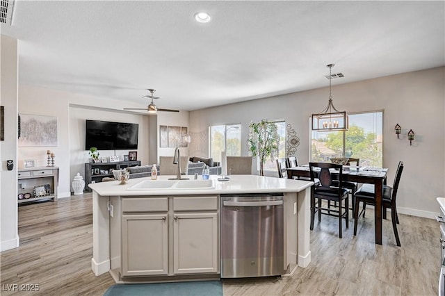5220 Melbourne Ridge Ct, Las Vegas, NV 89141 - kitchen with dishwasher, open floor plan, plenty of natural light, an island with sink, and recessed lighting