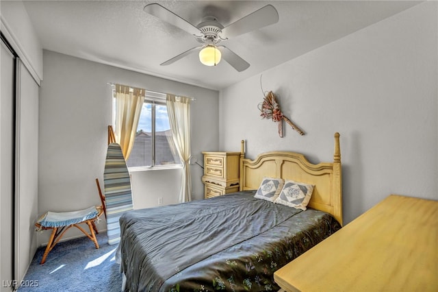 5139 Zapata Ln, North Las Vegas, NV 89031 - bedroom with carpet floors, a closet, and ceiling fan