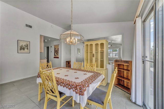 5139 Zapata Ln, North Las Vegas, NV 89031 - dining room with a chandelier and vaulted ceiling