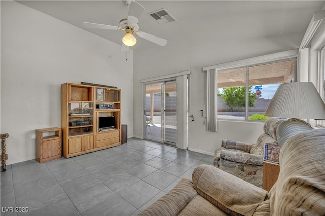 5139 Zapata Ln, North Las Vegas, NV 89031 - living area with ceiling fan and lofted ceiling