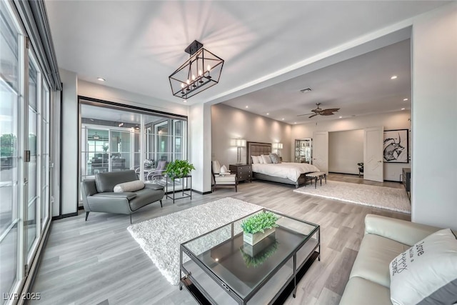 5438 Sierra Brook Ct, Las Vegas, NV 89149 - bedroom featuring access to outside, wood finished floors, and recessed lighting