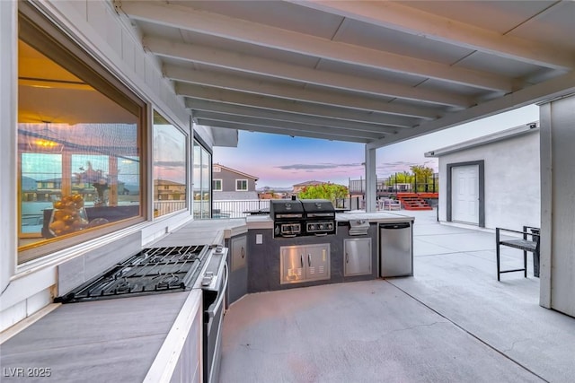 5438 Sierra Brook Ct, Las Vegas, NV 89149 - patio terrace at dusk featuring area for grilling and a patio area