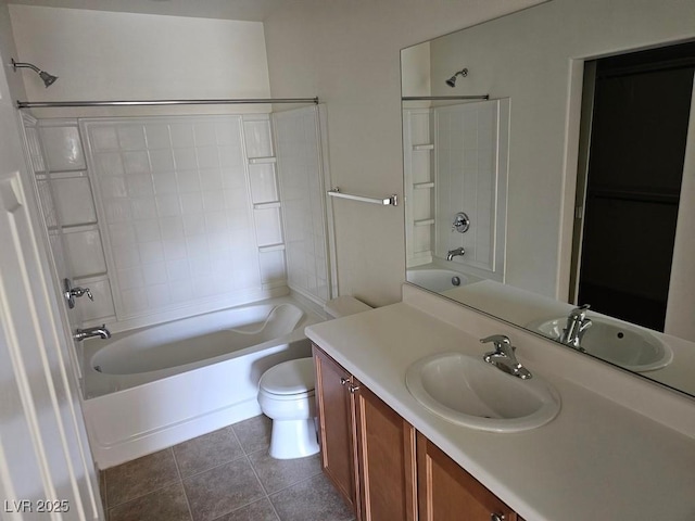 8865 Knickknack Ct, Las Vegas, NV 89149 - bathroom featuring bathtub / shower combination, vanity, and tile patterned floors