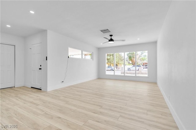 2105 Berkley Ave, Las Vegas, NV 89101 - empty room featuring a ceiling fan, light wood finished floors, and recessed lighting