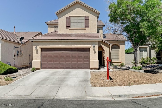 7137 Eyebright St, Las Vegas, NV 89131 - traditional-style house featuring stucco siding, driveway, and a tiled roof