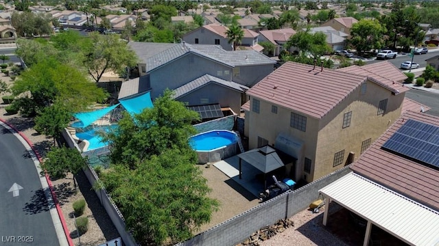 7137 Eyebright St, Las Vegas, NV 89131 - aerial perspective of suburban area with a pool area