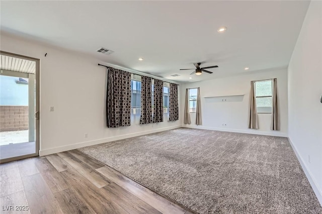 1213 Granite Falls Pl, North Las Vegas, NV 89084 - unfurnished living room with a ceiling fan, recessed lighting, and light wood-type flooring