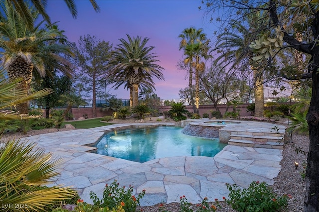 2285 Villefort Ct, Las Vegas, NV 89117 - view of pool featuring a fenced backyard, a patio, and a pool with connected hot tub