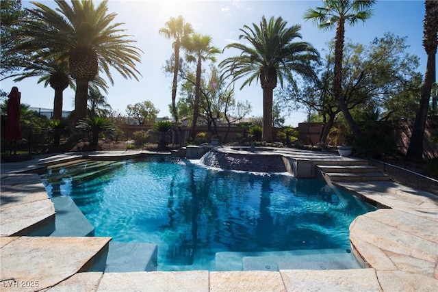 2285 Villefort Ct, Las Vegas, NV 89117 - view of pool featuring a fenced backyard and a pool with connected hot tub