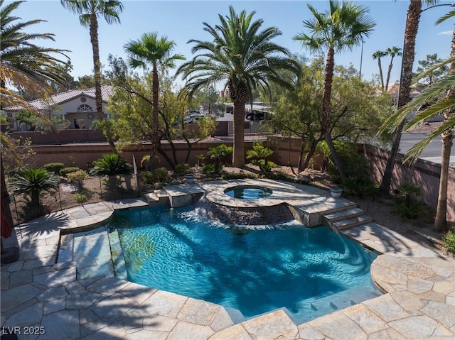 2285 Villefort Ct, Las Vegas, NV 89117 - view of pool with a fenced backyard and a pool with connected hot tub