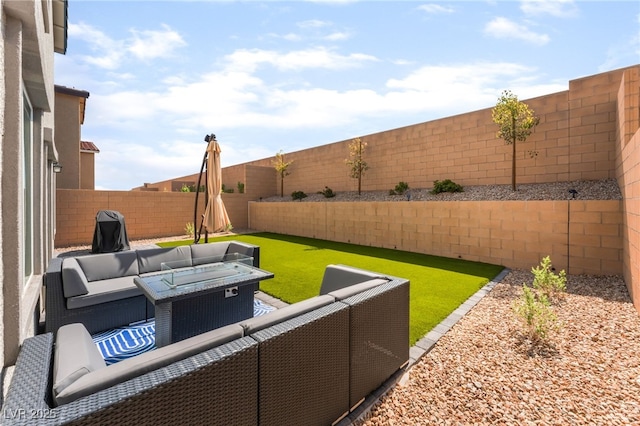 7211 Alabaster Peak St, Las Vegas, NV 89166 - fenced backyard with outdoor lounge area