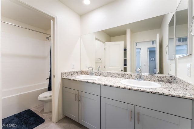 7211 Alabaster Peak St, Las Vegas, NV 89166 - bathroom with double vanity, shower / tub combination, and tile patterned flooring