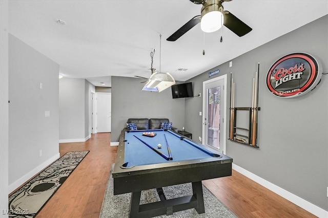 3591 Gloucester Gate St, Las Vegas, NV 89122 - playroom with ceiling fan, wood finished floors, and pool table