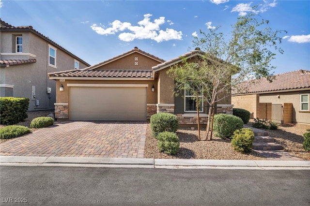 8346 Vinamala Ave, Las Vegas, NV 89149 - view of front of property featuring stone siding, stucco siding, and an attached garage