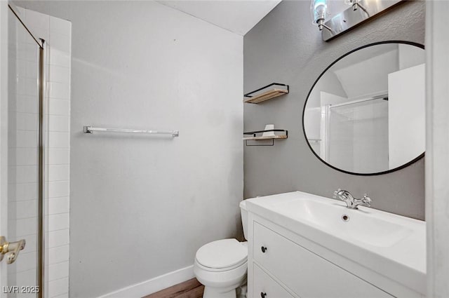 5823 Rose Sage St, North Las Vegas, NV 89031 - bathroom with vanity, wood finished floors, and a shower