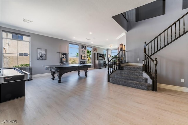 352 Angels Trace Ct, Las Vegas, NV 89148 - game room with wood finished floors, healthy amount of natural light, pool table, and recessed lighting
