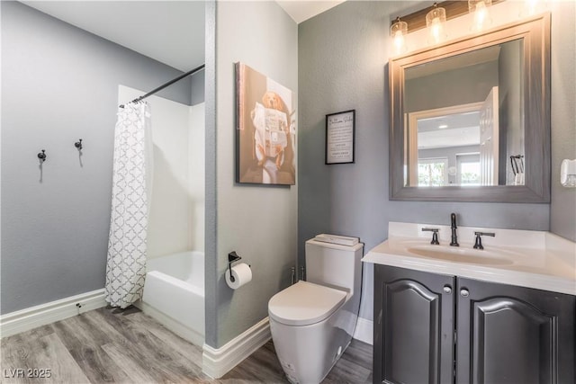 352 Angels Trace Ct, Las Vegas, NV 89148 - full bath featuring vanity, shower / bathtub combination with curtain, and wood finished floors