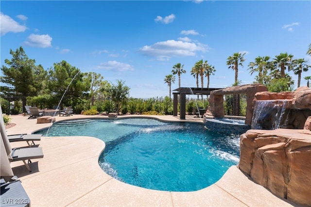 352 Angels Trace Ct, Las Vegas, NV 89148 - view of pool with an outdoor fire pit, a patio area, and a pool with connected hot tub