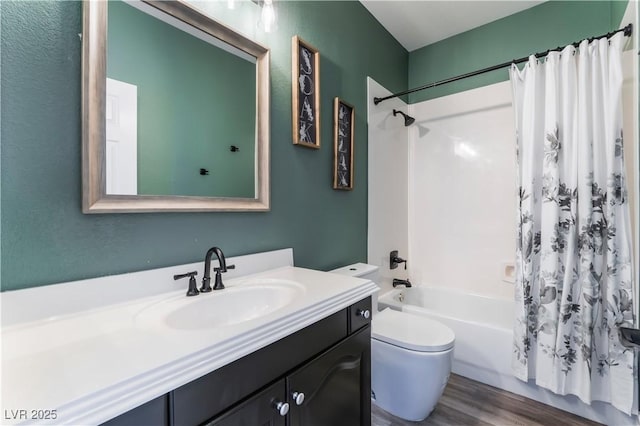 352 Angels Trace Ct, Las Vegas, NV 89148 - bathroom with vanity, shower / bath combo, and wood finished floors