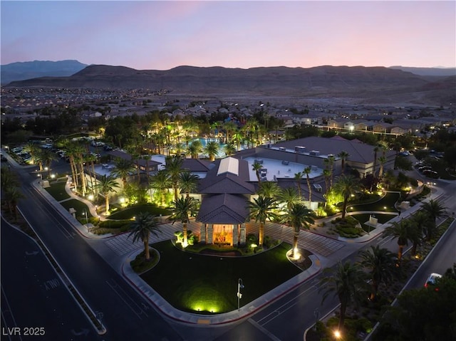 352 Angels Trace Ct, Las Vegas, NV 89148 - aerial view at dusk of a mountain view