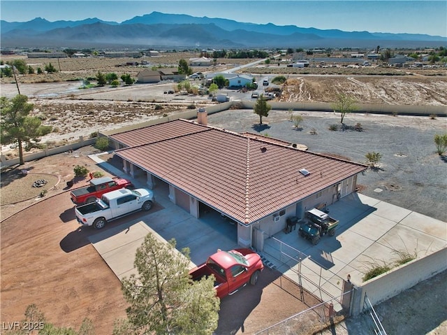3251 S Parkridge Ave, Pahrump, NV 89048 - aerial view of property and surrounding area featuring mountains and a desert landscape