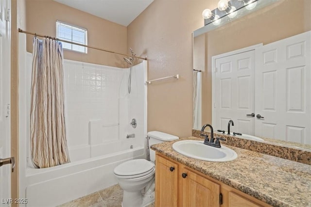5855 Valley Dr Unit 2130, North Las Vegas, NV 89031 - bathroom featuring shower / bath combination with curtain, vanity, and tile patterned flooring