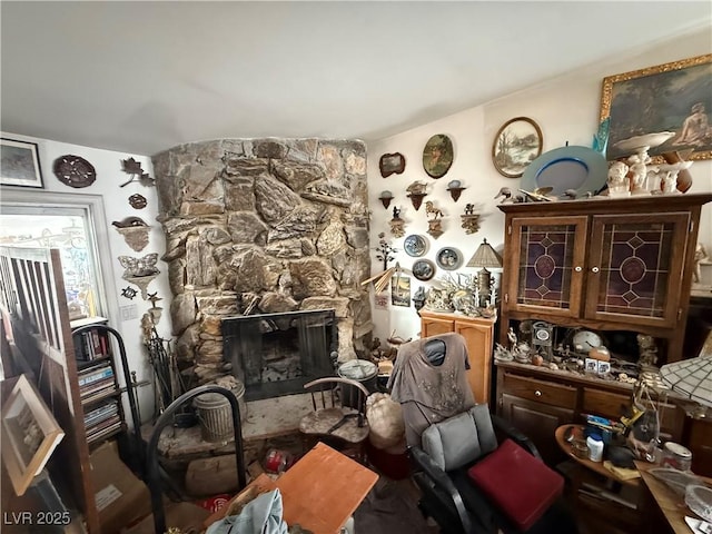 6271 Explorer Dr, Las Vegas, NV 89103 - living area with a fireplace