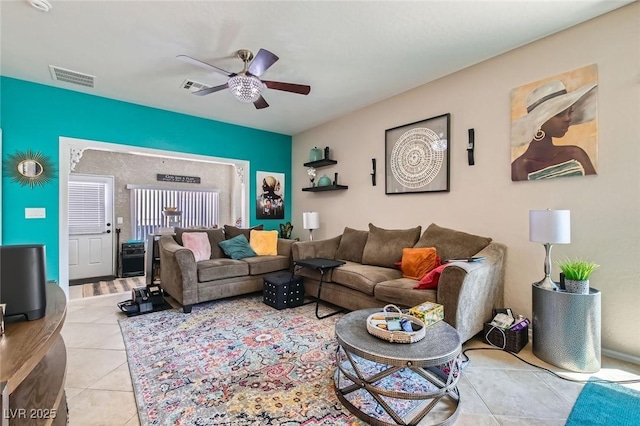 7717 Pine Warbler Way N, Las Vegas, NV 89084 - living area with tile patterned floors and a ceiling fan