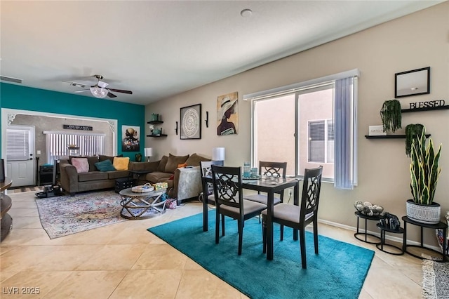 7717 Pine Warbler Way N, Las Vegas, NV 89084 - tiled dining space with ceiling fan