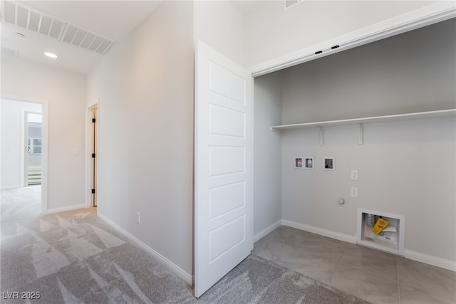 1801 Flycatch St, Las Vegas, NV 89138 - laundry area featuring gas dryer hookup, hookup for a washing machine, carpet, and recessed lighting