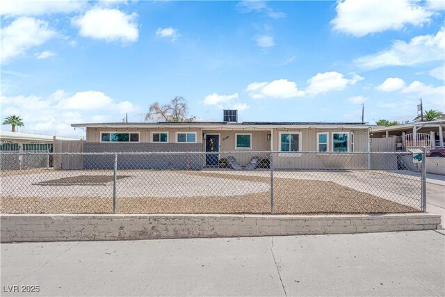 3509 Navajo Way, Las Vegas, NV 89108 - single story home with solar panels and a fenced front yard