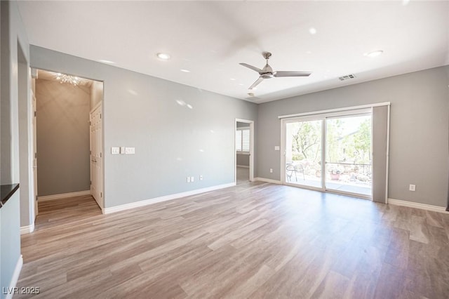 2545 Divine Sky Dr, Henderson, NV 89044 - empty room with a ceiling fan, light wood-style floors, and recessed lighting
