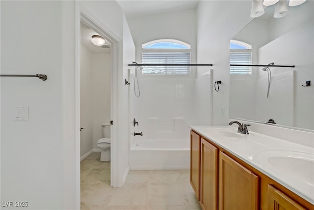 10062 Aspen Rose St Unit 103, Las Vegas, NV 89183 - bathroom with washtub / shower combination, double vanity, and tile patterned flooring