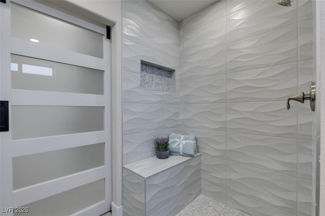 9800 Rosamond Dr, Las Vegas, NV 89134 - bathroom featuring tiled shower