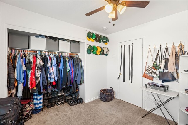 10253 Martinsburg Ct, Las Vegas, NV 89183 - bedroom with carpet, a closet, and a ceiling fan