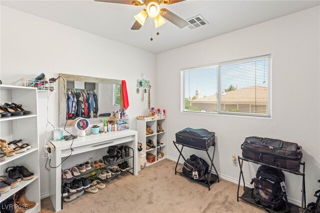 10253 Martinsburg Ct, Las Vegas, NV 89183 - misc room featuring a ceiling fan and carpet flooring