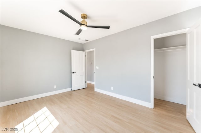 915 Melrose Dr, Las Vegas, NV 89101 - unfurnished bedroom with light wood-type flooring, a closet, and ceiling fan