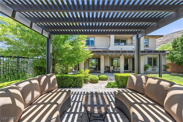 6338 Skystone St, Las Vegas, NV 89135 - patio / terrace with an outdoor hangout area, a patio area, and a pergola