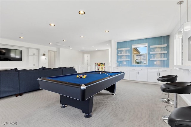 6338 Skystone St, Las Vegas, NV 89135 - game room featuring light carpet, billiards, and recessed lighting