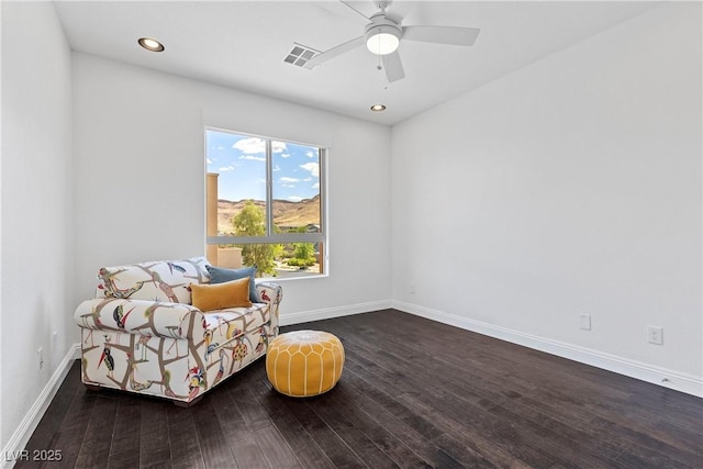 6338 Skystone St, Las Vegas, NV 89135 - sitting room with wood finished floors, a ceiling fan, and recessed lighting