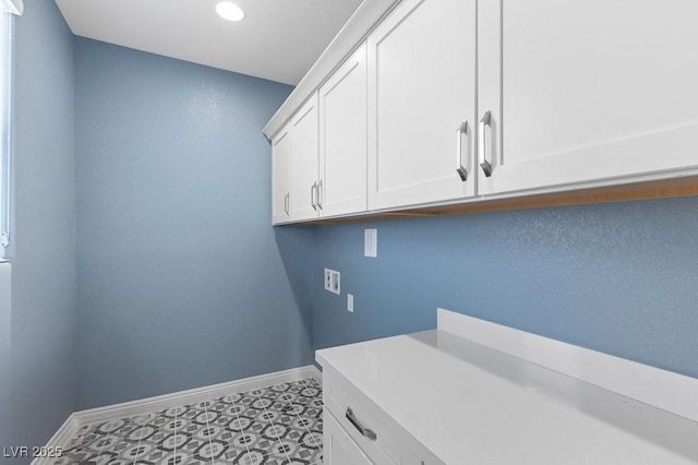 6338 Skystone St, Las Vegas, NV 89135 - washroom featuring cabinet space, hookup for a washing machine, recessed lighting, and tile patterned flooring