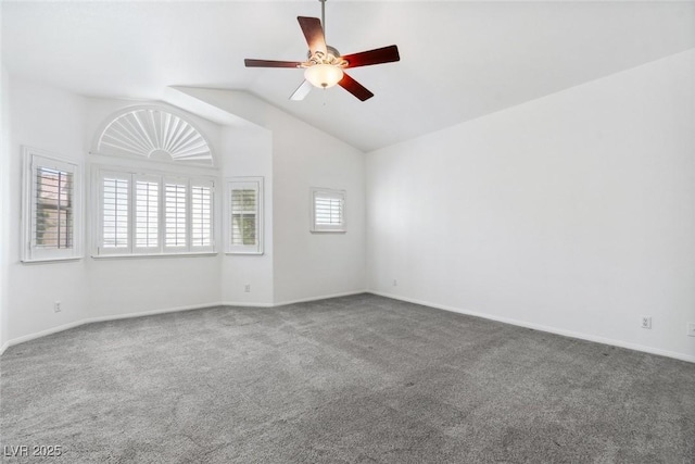 8113 Blue Cascade Ave, Las Vegas, NV 89128 - unfurnished room with carpet, a ceiling fan, and vaulted ceiling