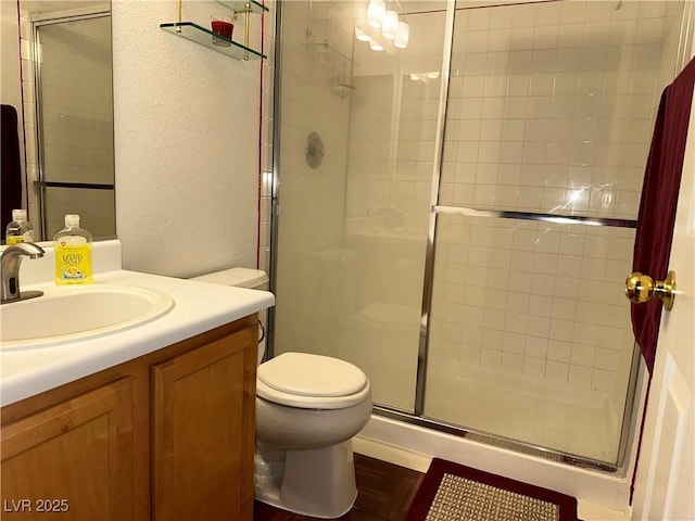 213 Luninborg St, Henderson, NV 89074 - full bath featuring a shower stall, vanity, and a textured wall