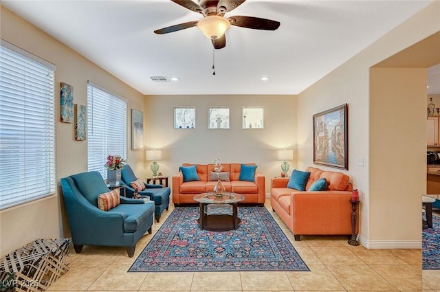 9715 Aleutian St, Las Vegas, NV 89178 - living area featuring ceiling fan and light tile patterned floors