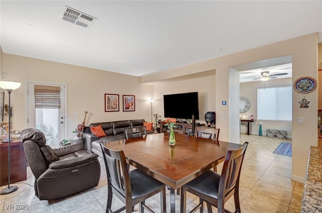 9715 Aleutian St, Las Vegas, NV 89178 - dining space featuring light tile patterned floors and ceiling fan