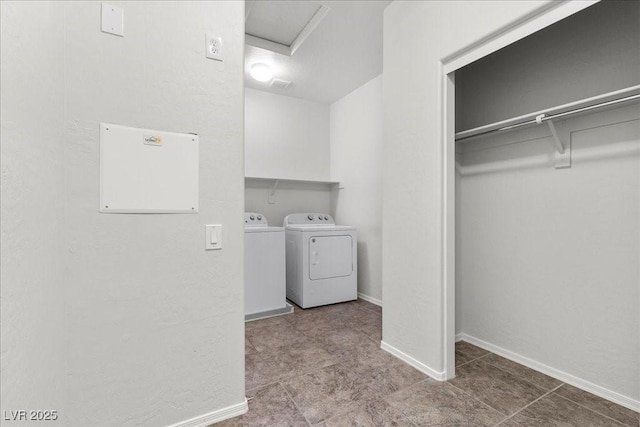 6868 Sky Pointe Dr Unit 2035, Las Vegas, NV 89131 - laundry room with separate washer and dryer, attic access, and tile patterned flooring