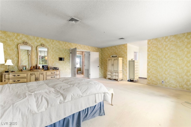 226 Dalmatian Ln, Las Vegas, NV 89107 - bedroom with wallpapered walls, carpet flooring, and a textured ceiling