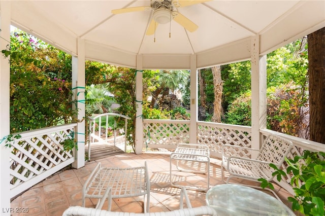 226 Dalmatian Ln, Las Vegas, NV 89107 - view of patio / terrace featuring a ceiling fan and a gazebo