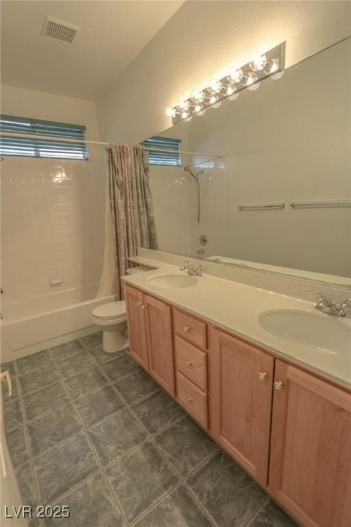 1174 Monogram Way, Las Vegas, NV 89123 - full bathroom featuring shower / bath combination with curtain and double vanity